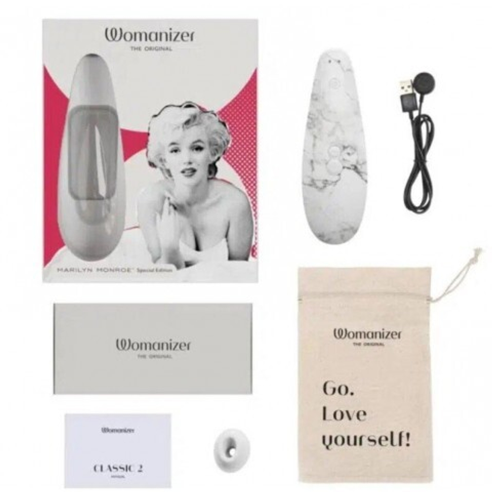 Бесконтактный клиторальный стимулятор Womanizer Marilyn Monroe White Marble