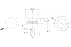 Выключатель-кнопка REXANT металл 250v 2а (2с) off-(on) ø16.2 черная (rwd-306) 36-3350
