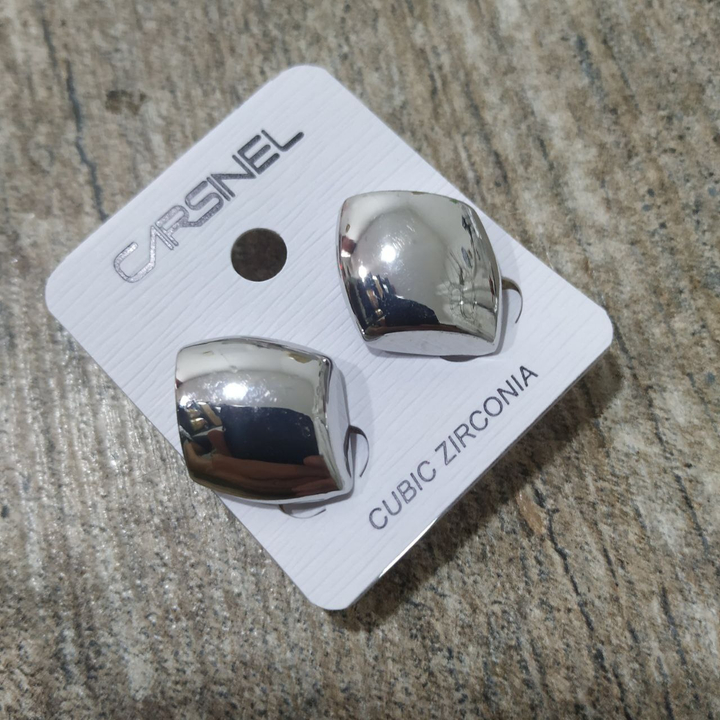 Клипсы Пластина ромб скошенный металл серебристый