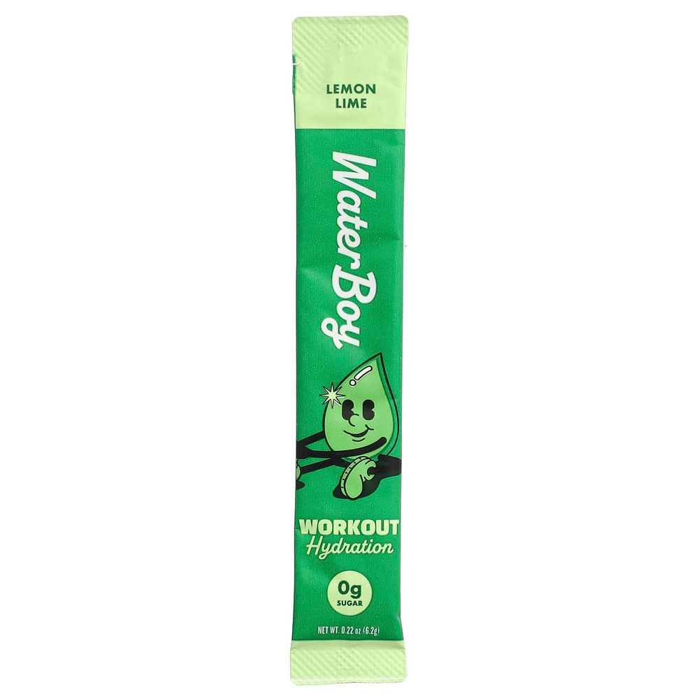Waterboy, Workout Hydration, смесь для приготовления электролитического напитка, лимон и лайм, 10 пакетиков-стиков по 6,2 г (0,22 унции)
