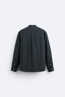 ZARA РУБАШКА ИЗ ЖАТОГО ХЛОПКА, ТЕМНО-СЕРЫЙ