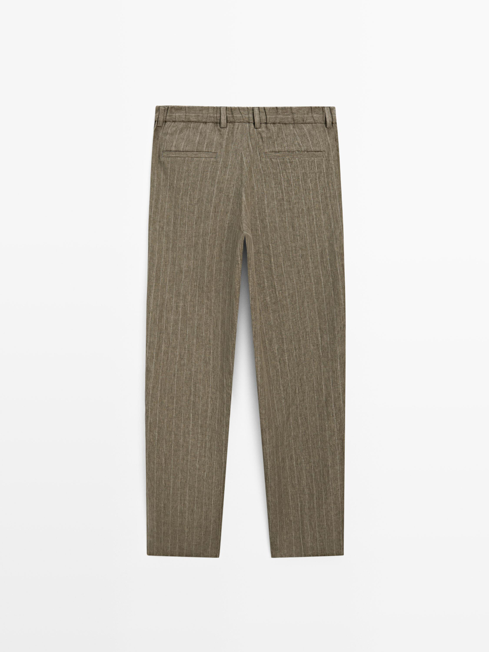 Massimo Dutti Льняные брюки в полоску, зеленый