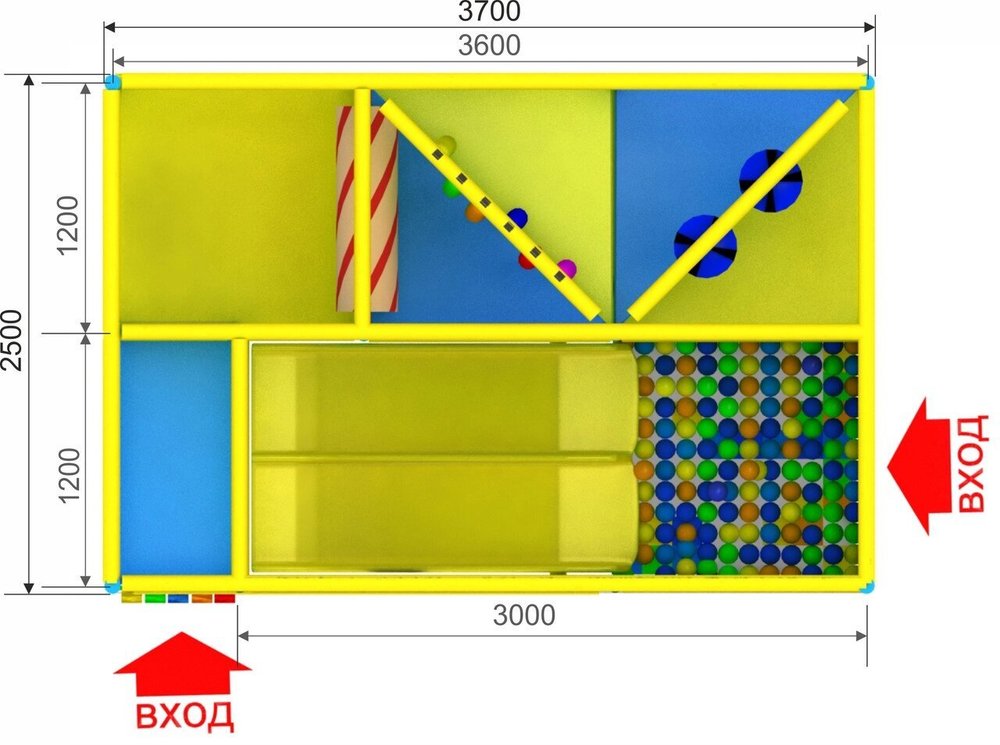 Детский игровой лабиринт «Сорока» 9,25 м² (3,7*2,5*2.5м)