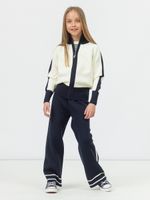 Кардиган на молнии для девочки в школу AT1069 молочный