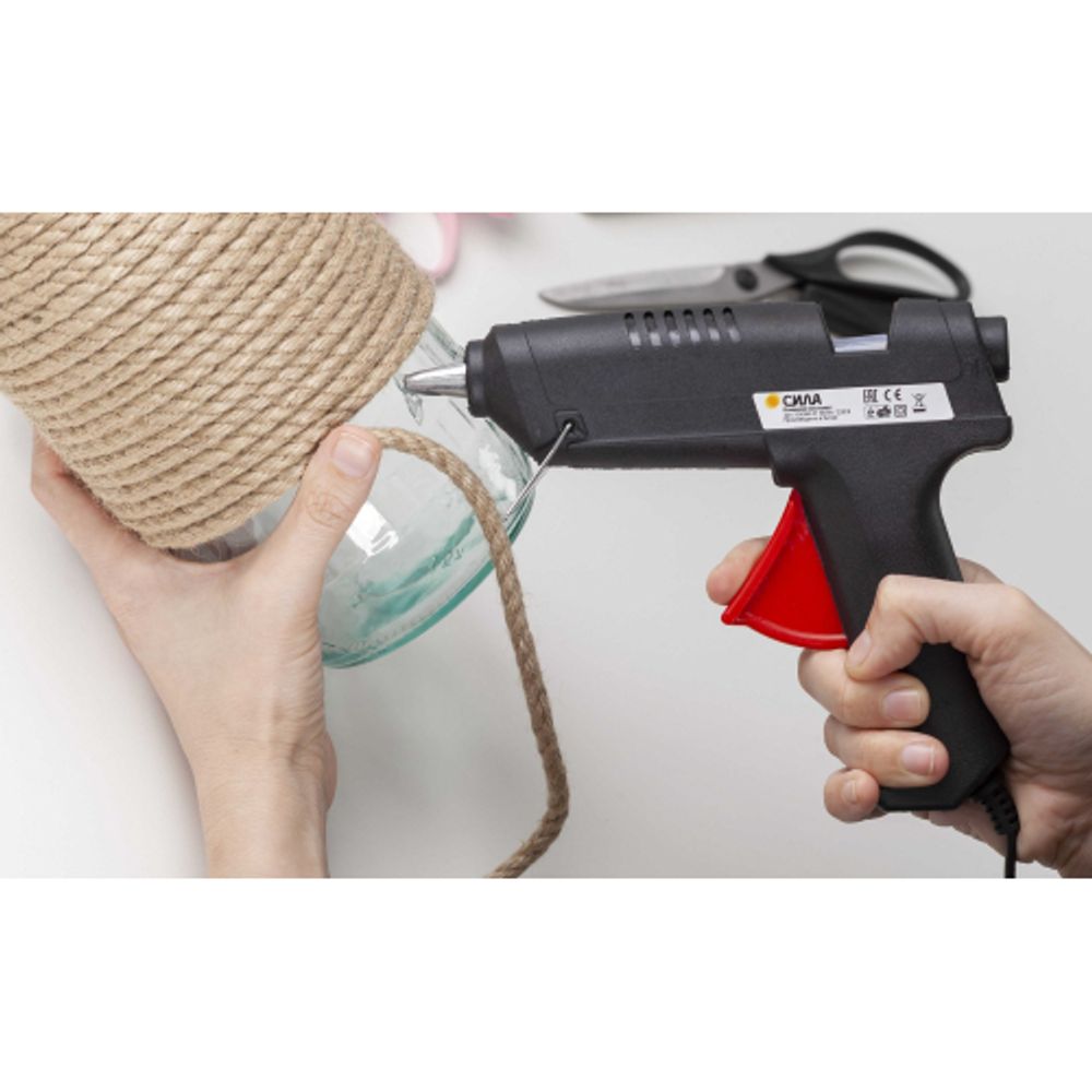 Термопистолет клеевой СИЛА SGG60-01 60Bт под стержень 11мм в комплекте 11мм х 7cм 2 шт | Сила