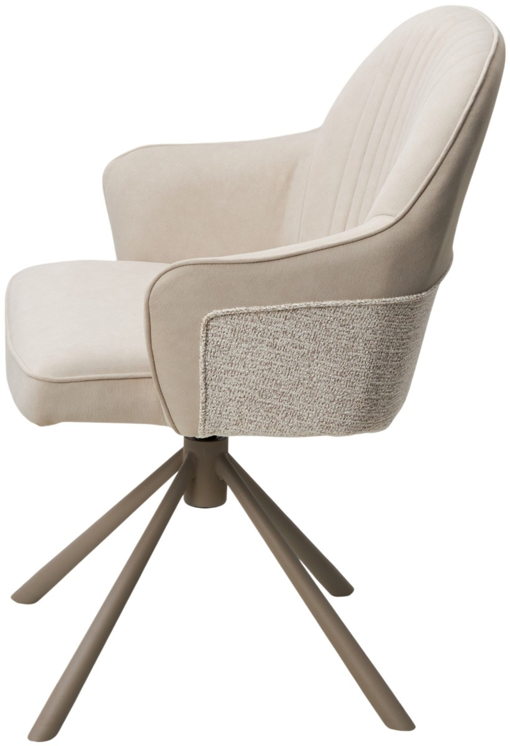 Стул М-City DISAUR Рикард (Rikard) поворотный на 360 градусов, Кремовый Riely-111, Present-120, Шенилл-Велюр, Латте каркас