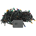 Электрогирлянда м/лампы цвет, 180 ламп, 8,2м, 8 р.миг., зелен.провод, кор