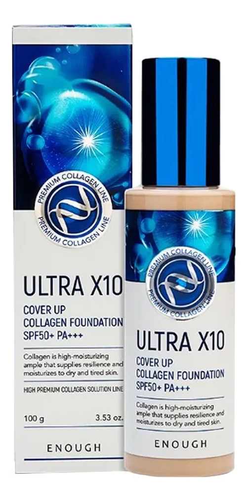 Enough Крем тональный с коллагеном ультра х10 - Ultra x10 cover up collagen foundation , 100мл