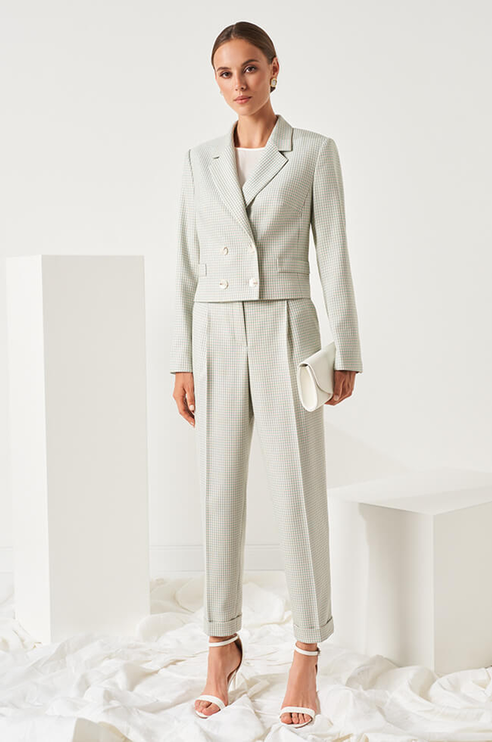 3961 Брюки женские (бирюзовая клетка)