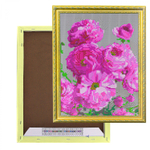 Алмазная мозаика Alingar, на подрамнике, с полным заполнением, (глянц) дизайн рамка, 30х40 см, 19 цветов, "Розовые цветы"