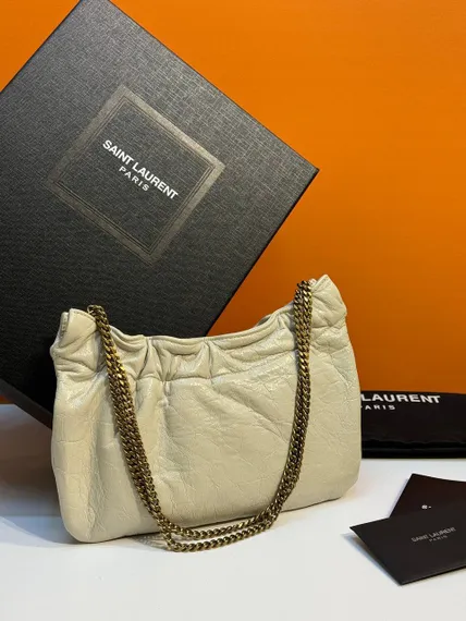 Кожаная сумка-хобо Saint Laurent Pacpac белый