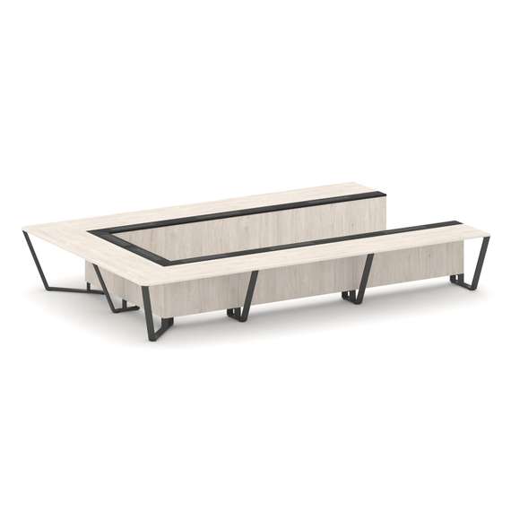 Steel Meet Стол переговорный П-образный KM-PR.B.SP-15P Денвер Светлый/Графит Глянец/Металл Антрацит