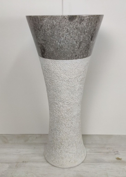 Раковина напольная из мрамора Pedestal Cream/Greey MN-390 (40*40*90 см)