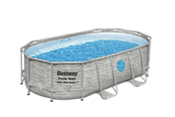 Каркасный овальный бассейн Bestway "Камень", 427х250х100 см + фильтр-насос 2006 л/ч, лестница, тент (56714 BW)