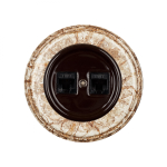 Розетка RJ45 информационная двойная, керамика, цвет коричневый B1-302-02