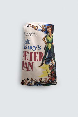 ZARA HARRY LAMBERT X DISNEY АТЛАСНОЕ ПЛАТЬЕ С ПРИНТОМ «ПИТЕР ПЭН», НАТУРАЛЬНЫЙ