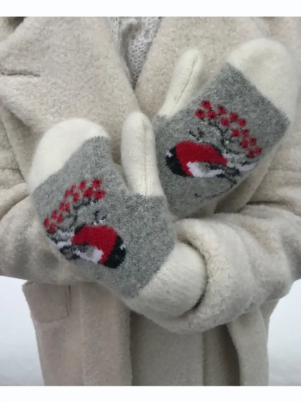 Варежки вязаные шерстяные из 100% шерсти, очень тёплые