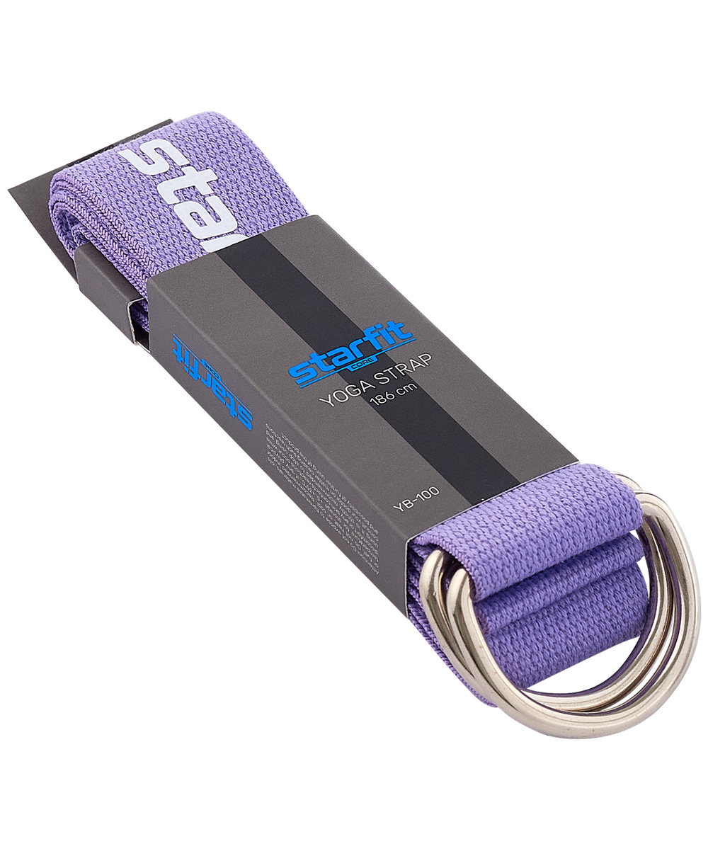 Ремень для йоги YB-100 183 см, хлопок, фиолетовый пастель