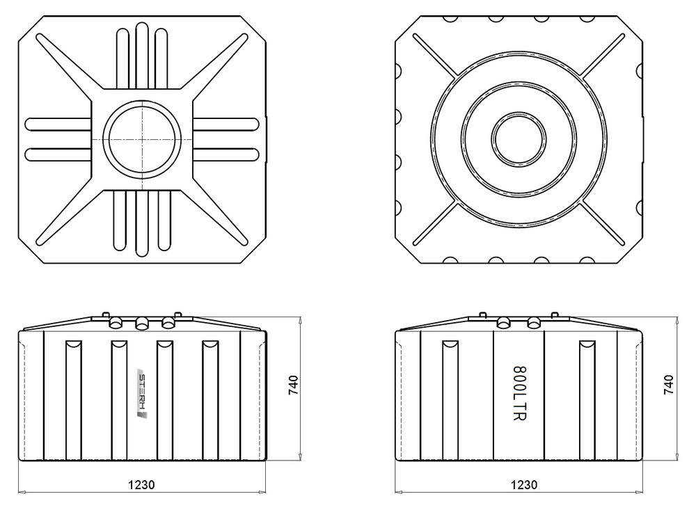 Ёмкость пластиковая пищевая STERH SQ 800 л. прямоугольная (123x123x74см;синий) - арт.555096