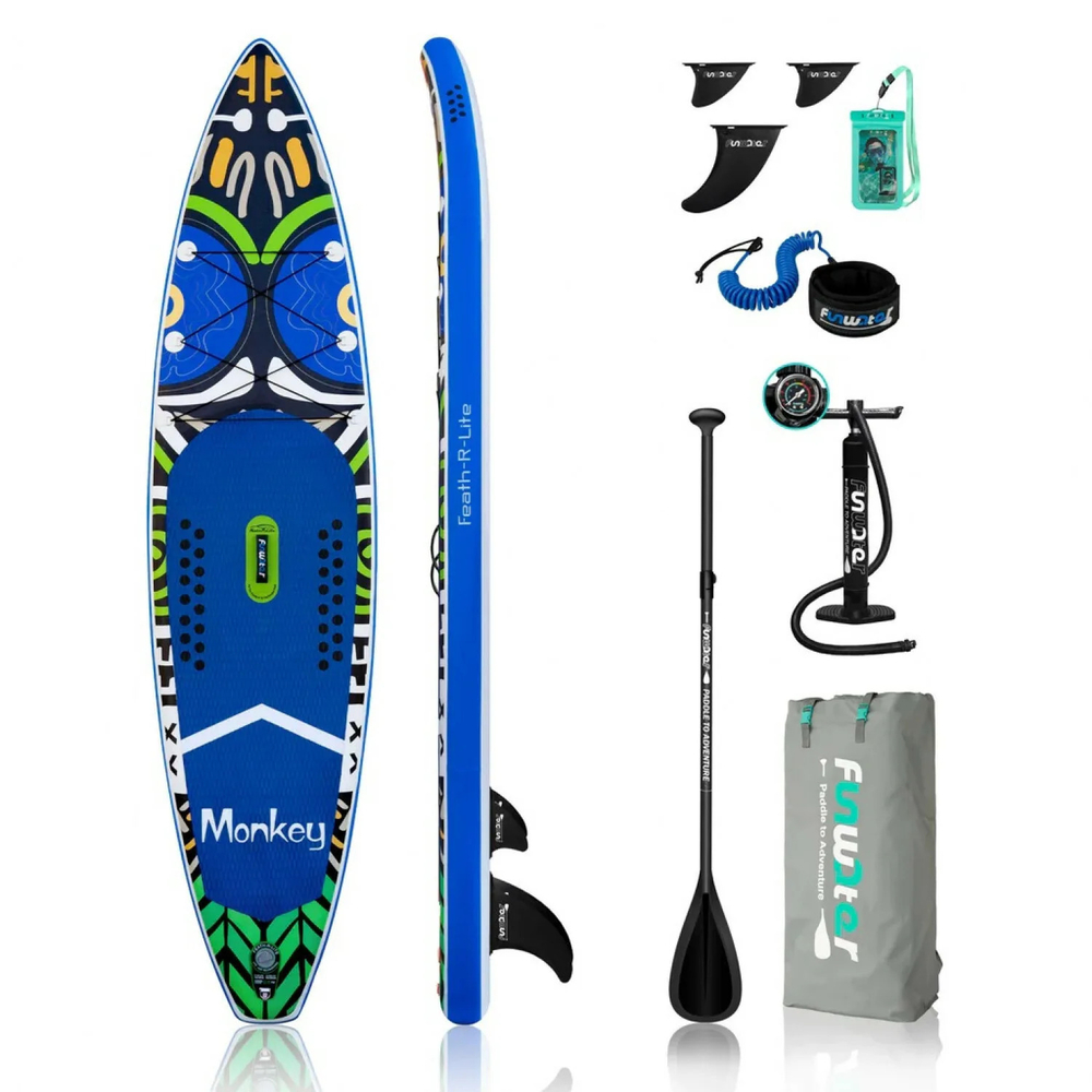 Сапборд FUNWATER Monkey 350*83*15 (3 плавника, весло, рюкзак, насос, ремкомплект, лиш) двухслойный