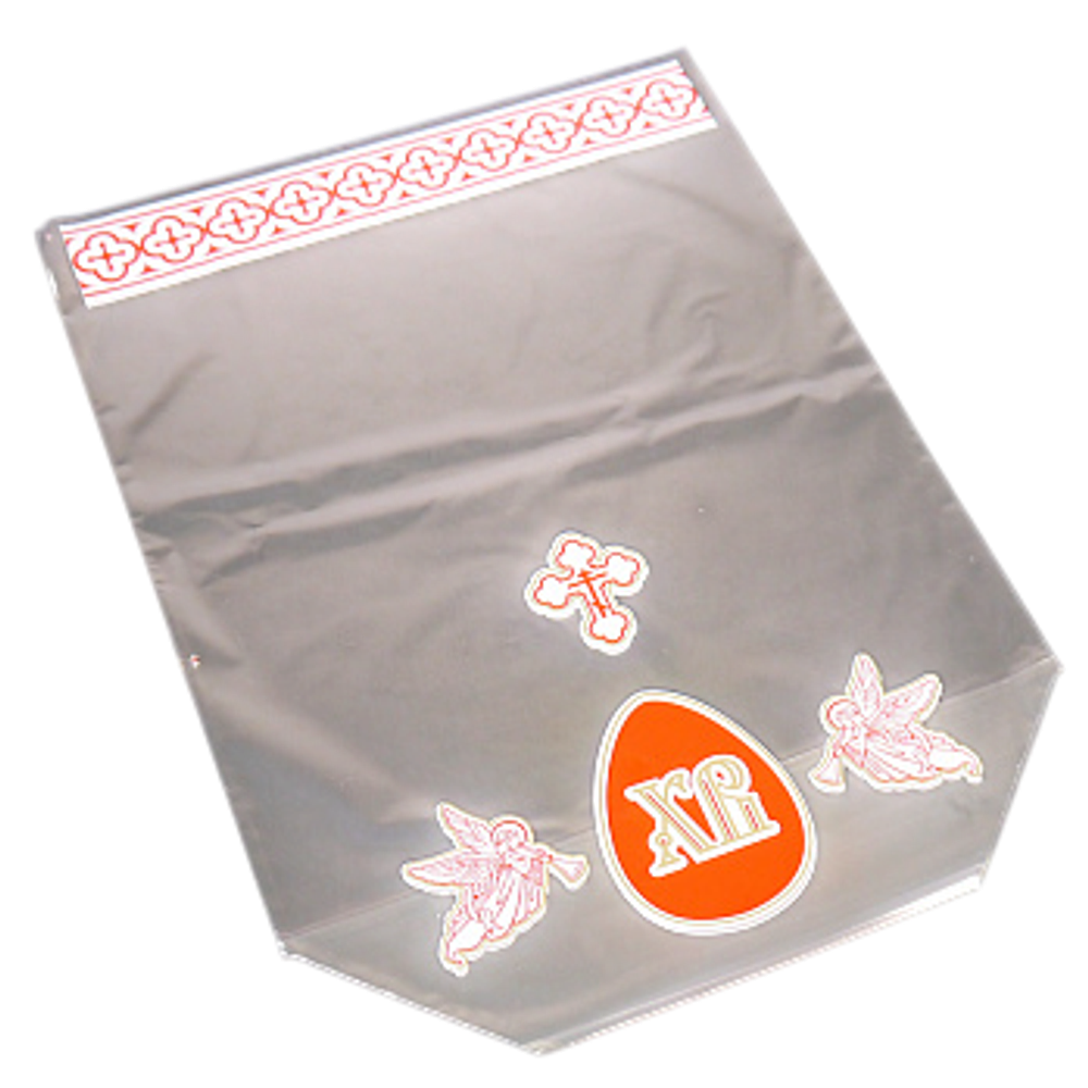 Пакет прозрачный для куличей с квадратным дном "Пасха", 21*31 см