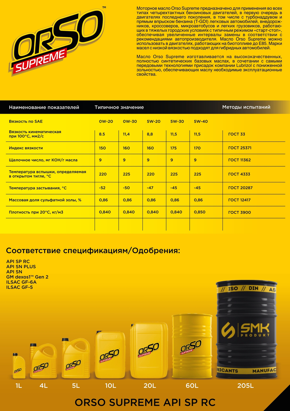 Моторное масло "Orso Supreme 5W-40"