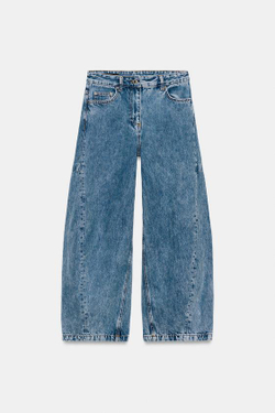 ZARA ДЖИНСЫ ZW COLLECTION ANKLE BALLOON СО СРЕДНЕЙ ПОСАДКОЙ, ВЫЦВЕТШИЙ СИНИЙ