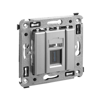 USB 3.0 розетка одинарная в стену, тип А-А, "Avanti", "Закаленная сталь"