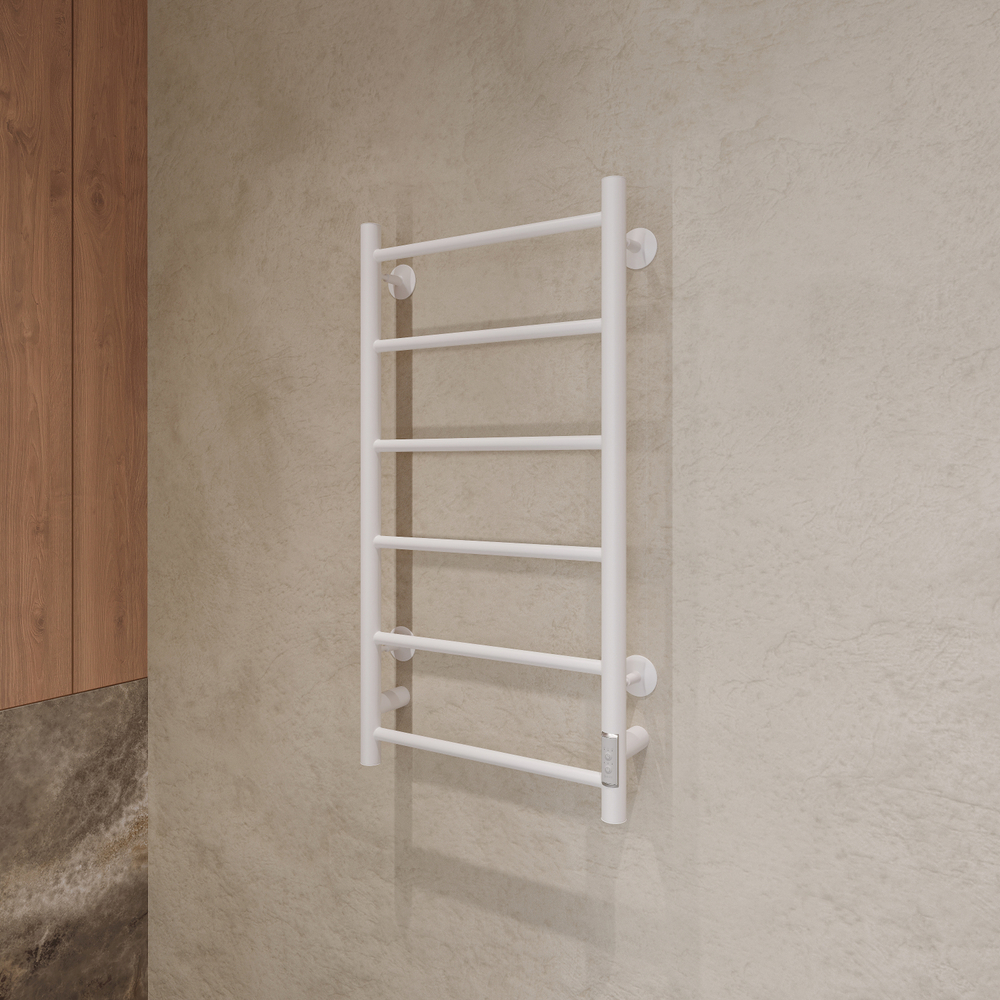 Полотенцесушитель электрический EWRIKA Сафо PN 80x45 см, подключение справа, слева, матовый белый, лесенка