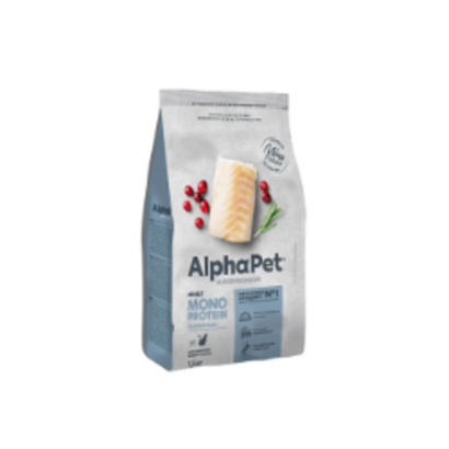 Сухой корм для взрослых кошек AlphaPet Superpremium Monoprotein (АльфаПет) из белой рыбы, 1,5 кг