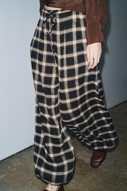 ZARA БРЮКИ-АЛАДДИН В КЛЕТКУ — ZW COLLECTION, ЧЕРНЫЙ/ЭКРЮ