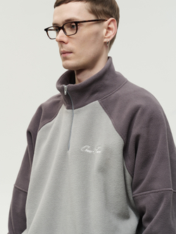 Drawstring Half-Zipped Sweatshirt Double Grey