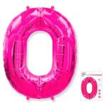 Шар (40"/102 см) Цифра "0" Фуксия в упаковке / Zero