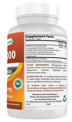 Best Naturals Vitamin C 1000 mg 120 caps, Витамин С !!!Срок 08.2025