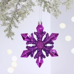 Ёлочная игрушка «Сияющая снежинка» 13*1.5*13.5 см, Фиолетовый