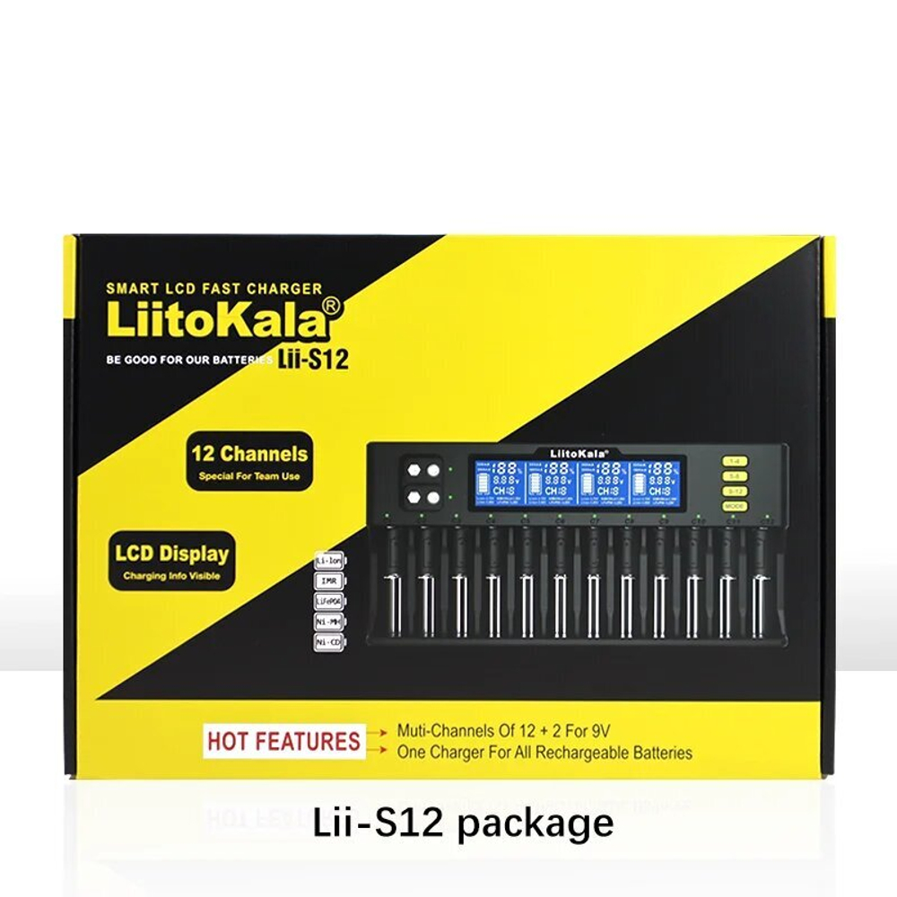 Зарядное устройство Liitokala Lii-S12 Standard, для аккумуляторов, EU