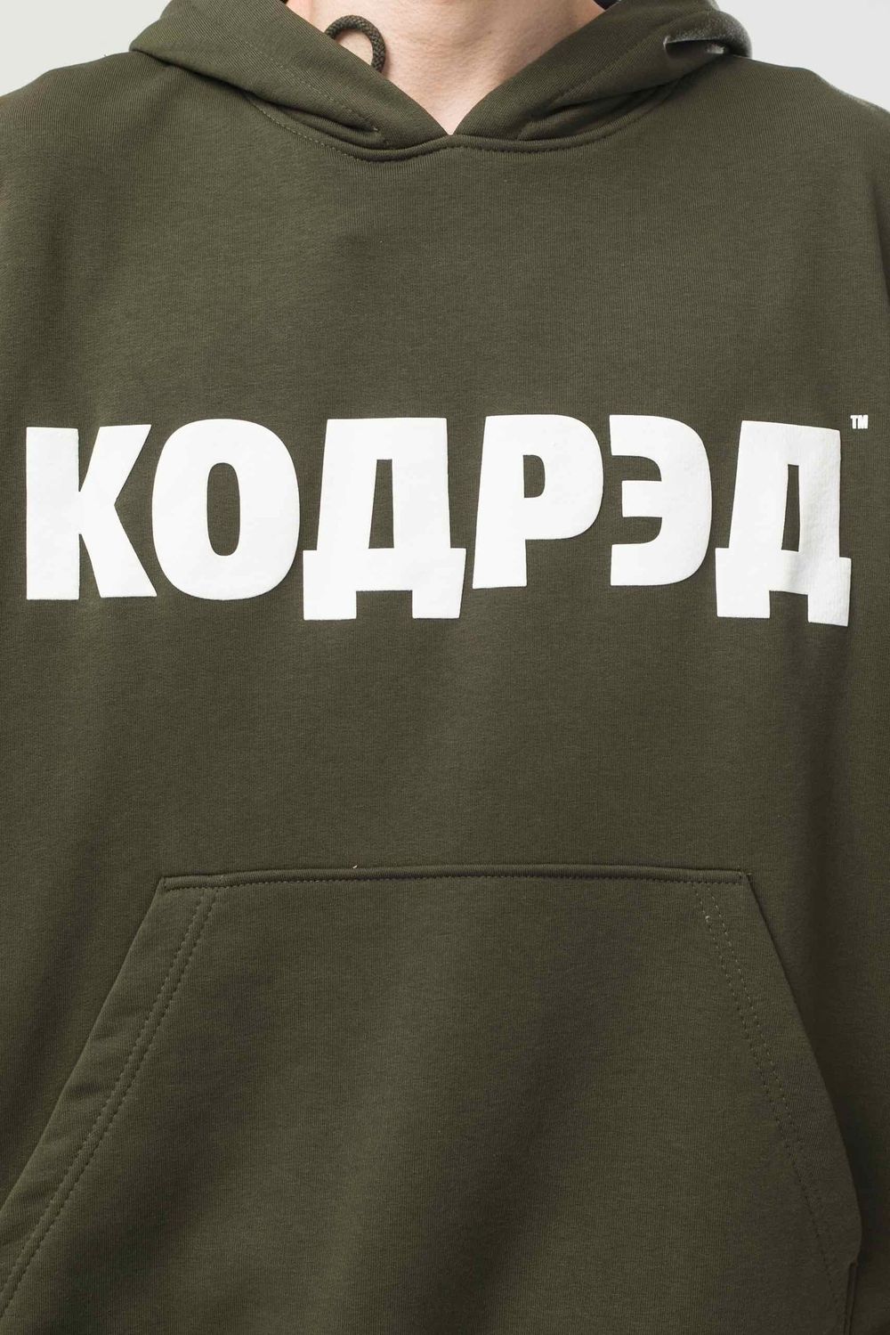 Худи Codered  Base Hoodie Wide Summer Лого ТМ Болотный/Белый принт КОДРЭД
