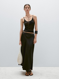 Massimo Dutti Топ на бретелях с узором, черный