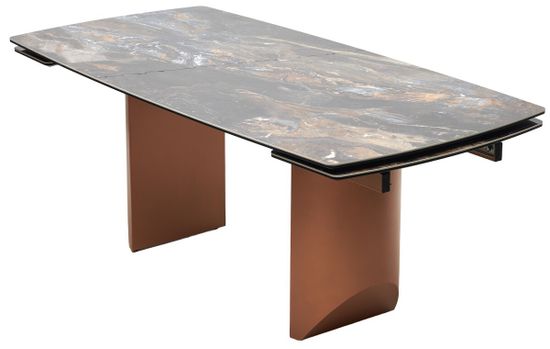 Стол ПУАНТО 200 TITANIUM LAWA NERO, керамика / МЕДЬ каркас