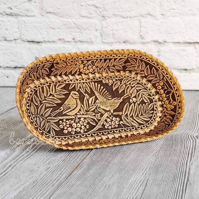 Берестяное блюдо. Цвет: светлый/темный.