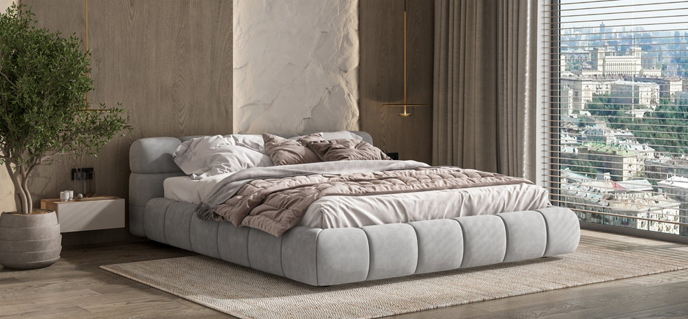 Босс Дрим Кровать+ПМ 160 Велюр Монолит сталь