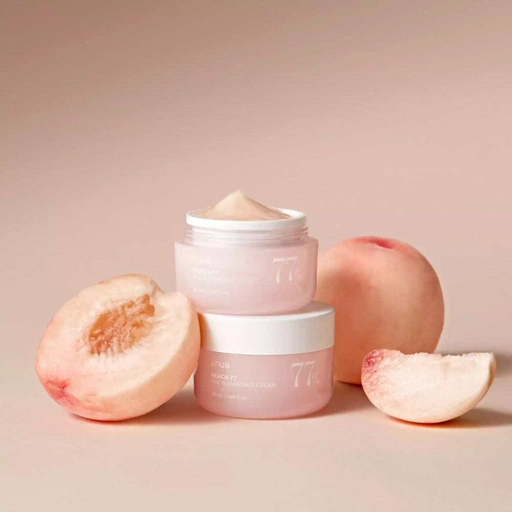 Anua Peach 77 Niacin Enriched Cream интенсивный крем для лица с экстрактом персика для гладкой и сияющей кожи