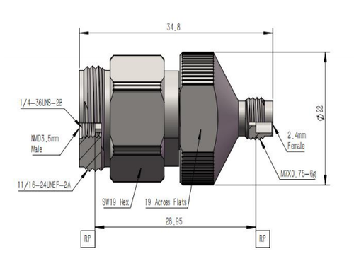 LT-NMD3.5M-2.4F, Коаксиальный переходник NMD 3.5мм (вилка) / 2.4 мм (розетка)