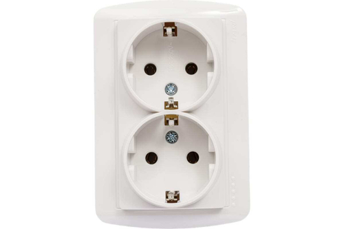 Lezard DEMET Розетка ОУ 2 мест. 16А земля белый основание PBT корпус PC 711-0200-127
