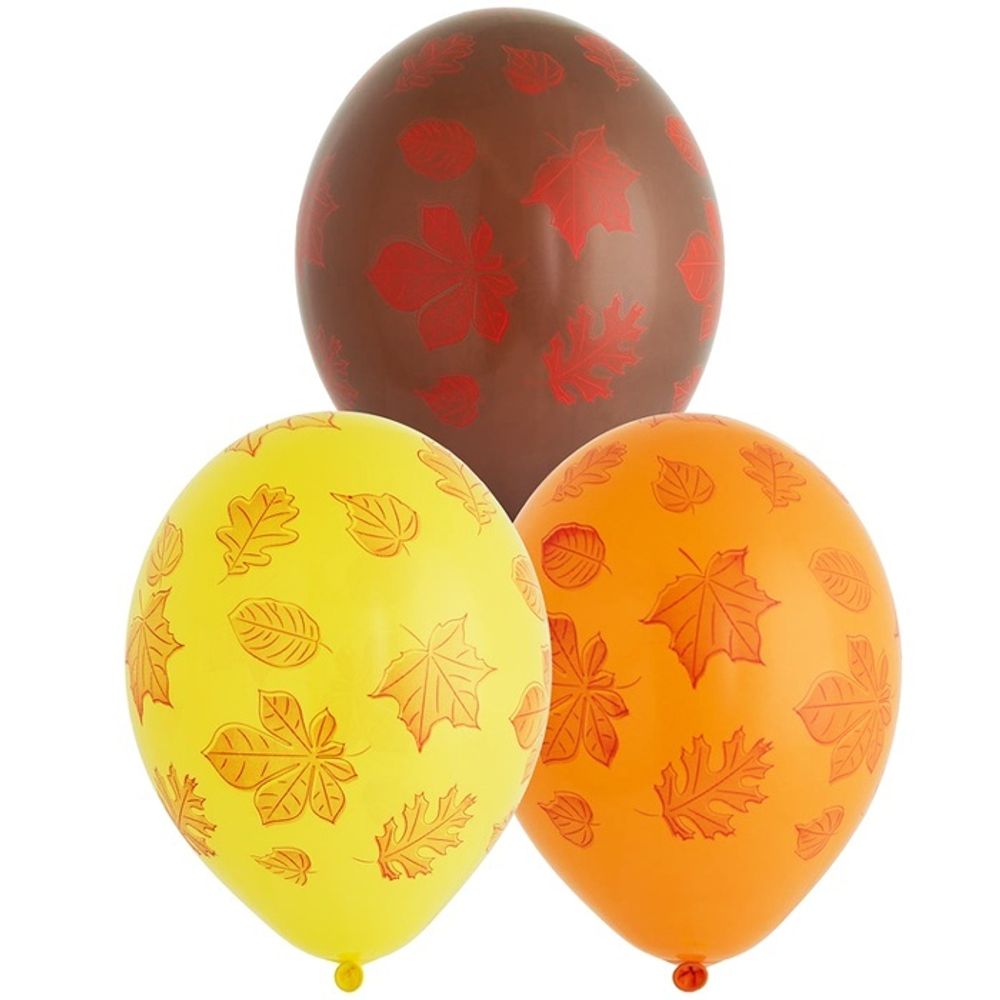Воздушные шары Belbal с рисунком Осенние листья, 25 шт. размер 14&quot; #1103-1995