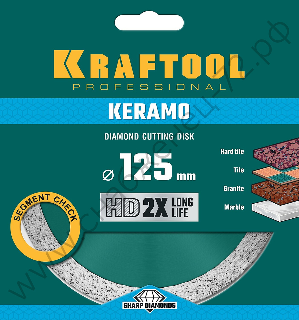 KRAFTOOL KERAMO 125 мм (22.2 мм, 10х2.4 мм), алмазный диск (36684-125)