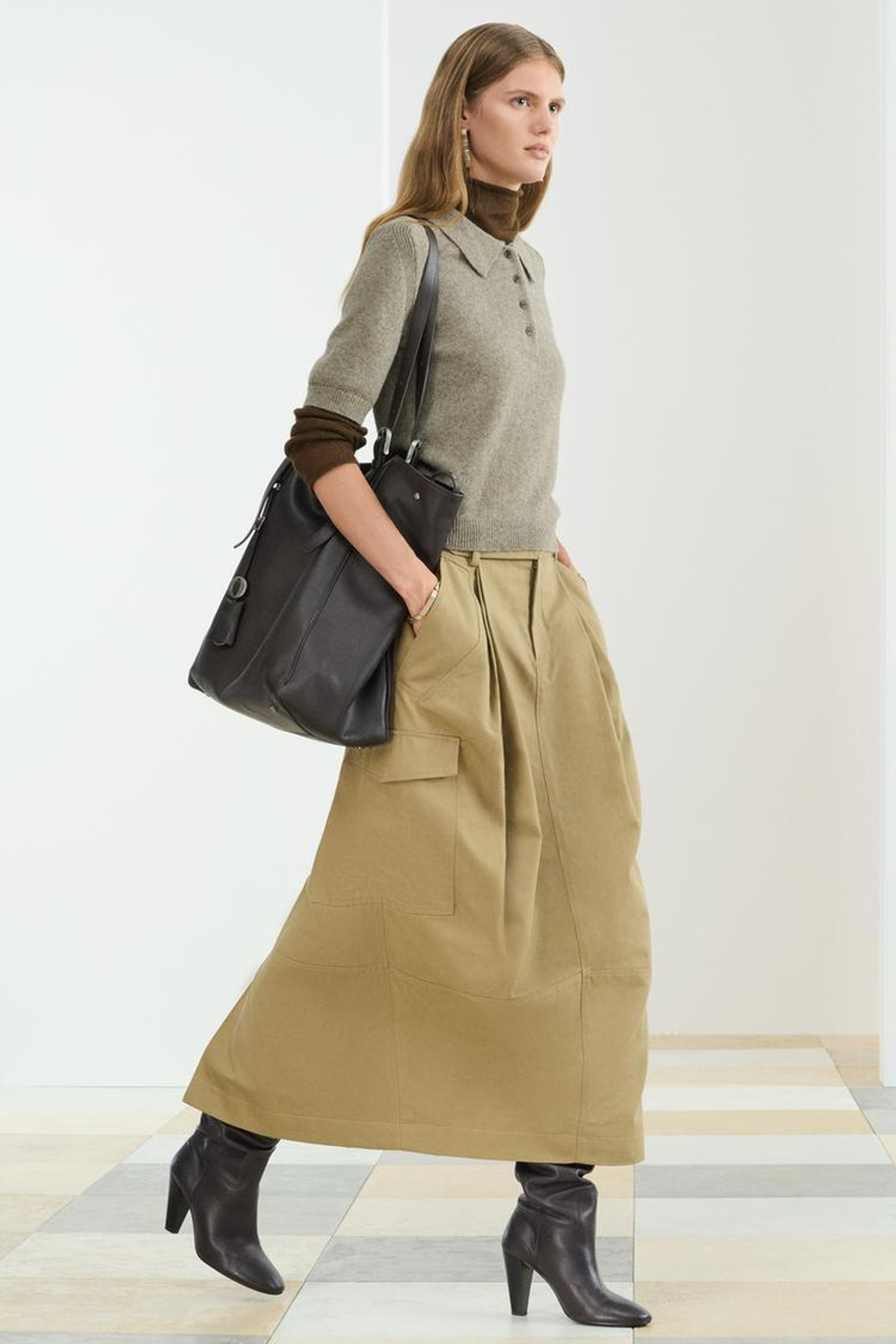 ZARA БОЛЬШАЯ КОЖАНАЯ СУМКА, КОРИЧНЕВЫЙ