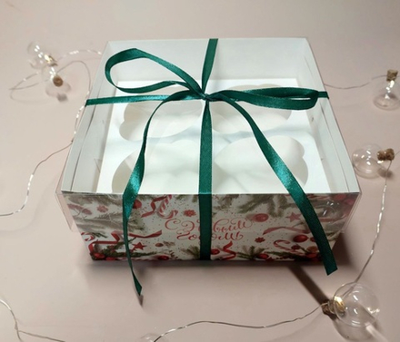 Коробка на 4 капкейка «С новым Годом», 16 × 16 × 7,5 см