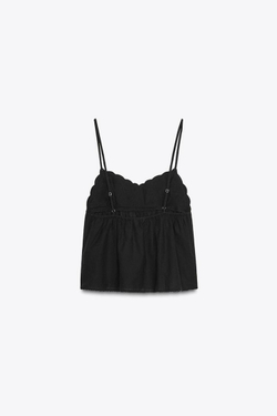 ZARA ТОП С ВЫШИВКОЙ, ЧЕРНЫЙ