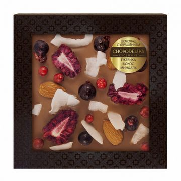 Шоколад молочный "Ежевика, кокос, миндаль" 75 гр